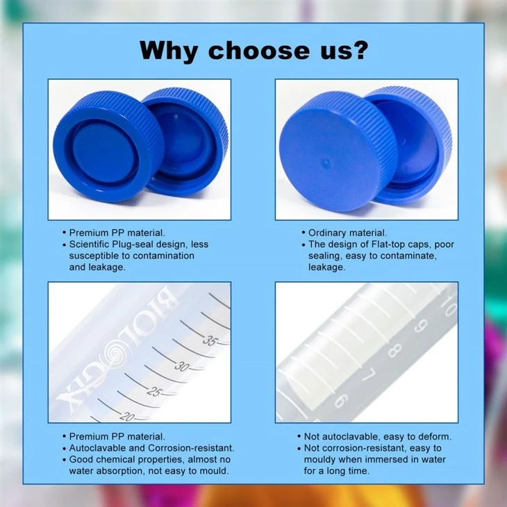 50ml Centrifuge Tubes Conical Bottom Sterile Autocalvable Graduation Writing Area